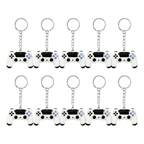 Kit 10 Chaveiro Controle Gamer Playstation Videogame Silicon Branco