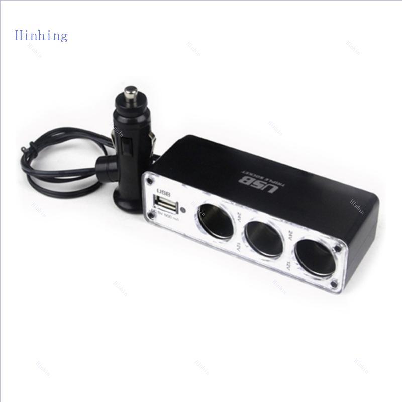 Hinhing Carregadores De Carro Adaptador Triplo De Isqueiro De 3 Vias Tomada Divisor USB Durável