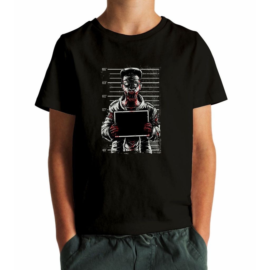 Camiseta Infantil Zombie in Jail - Malha 100% algodão Cotton Peruana