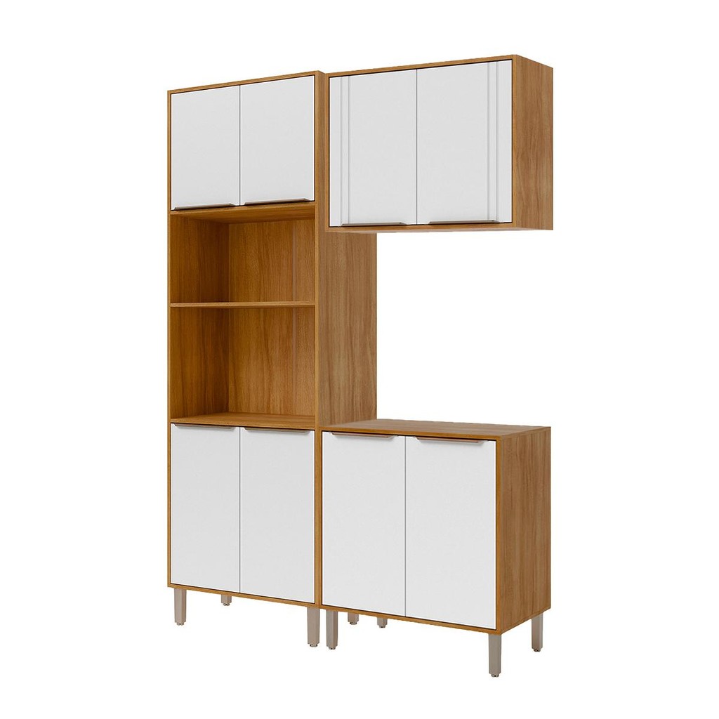 Armário de Cozinha Aurea com Torre Quente 150 cm 8 Portas em Oferta na Shopee