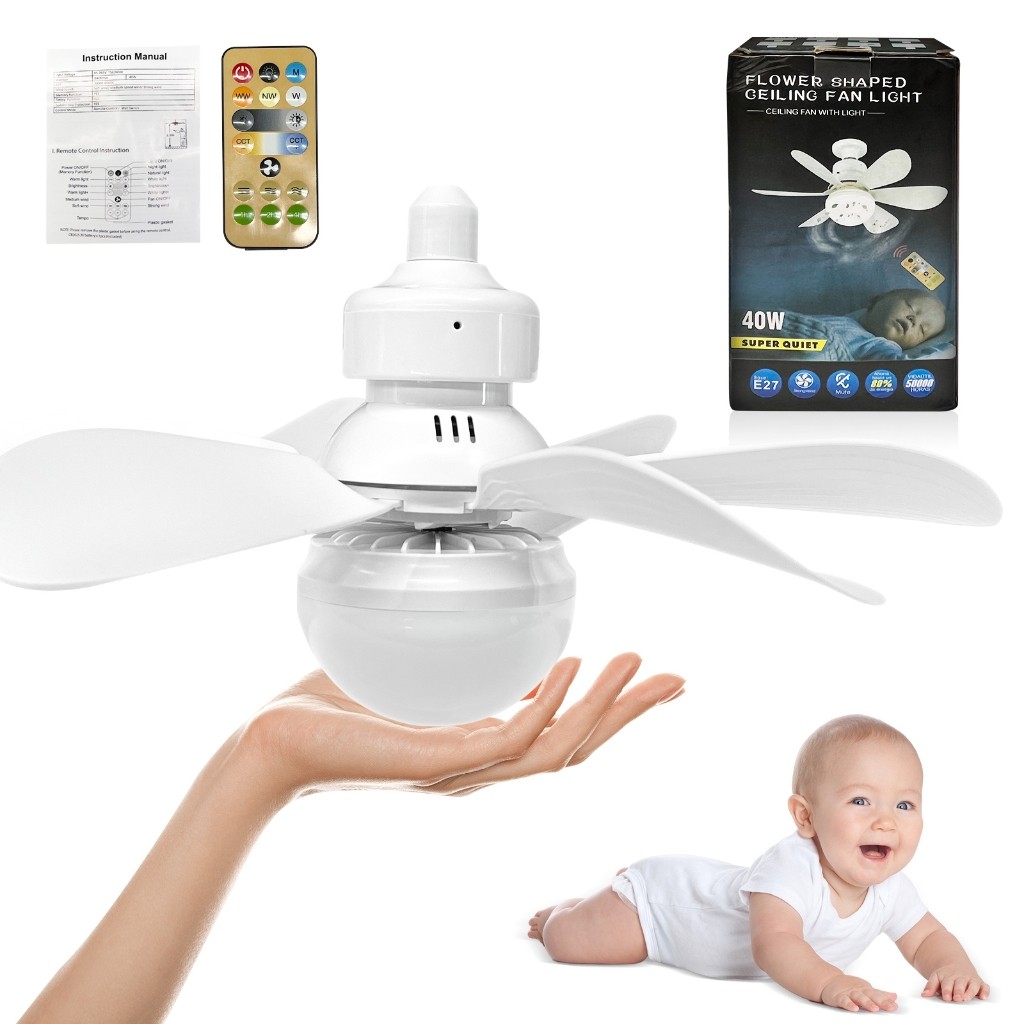Ventilador Luminária De Teto LED Exaustor Led 6 Folhas 42CM 40W Grande Forte Com Controle