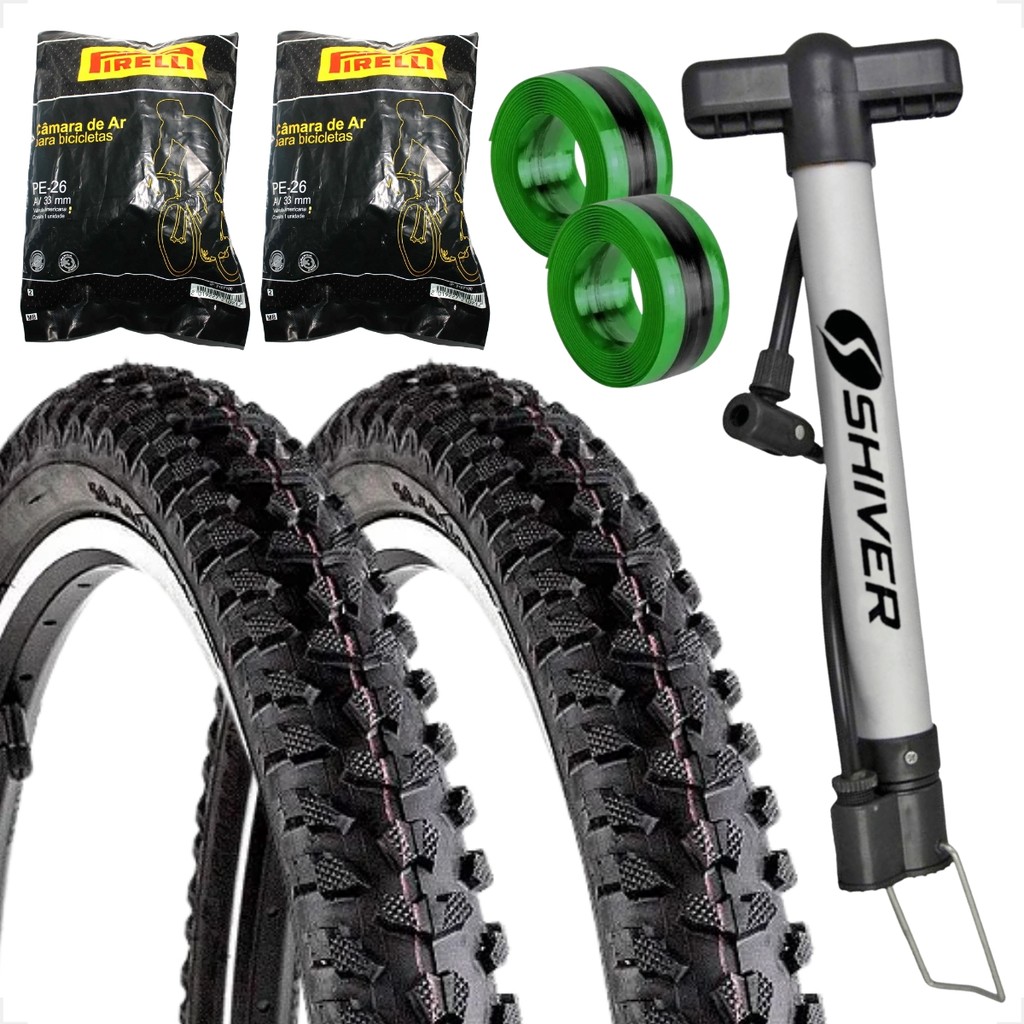 PAR Pneu bicicleta Levorin Excess aro 20 x 1.75 Cravudo Infantil mtb + PAR Camara PIRELLI + brindes