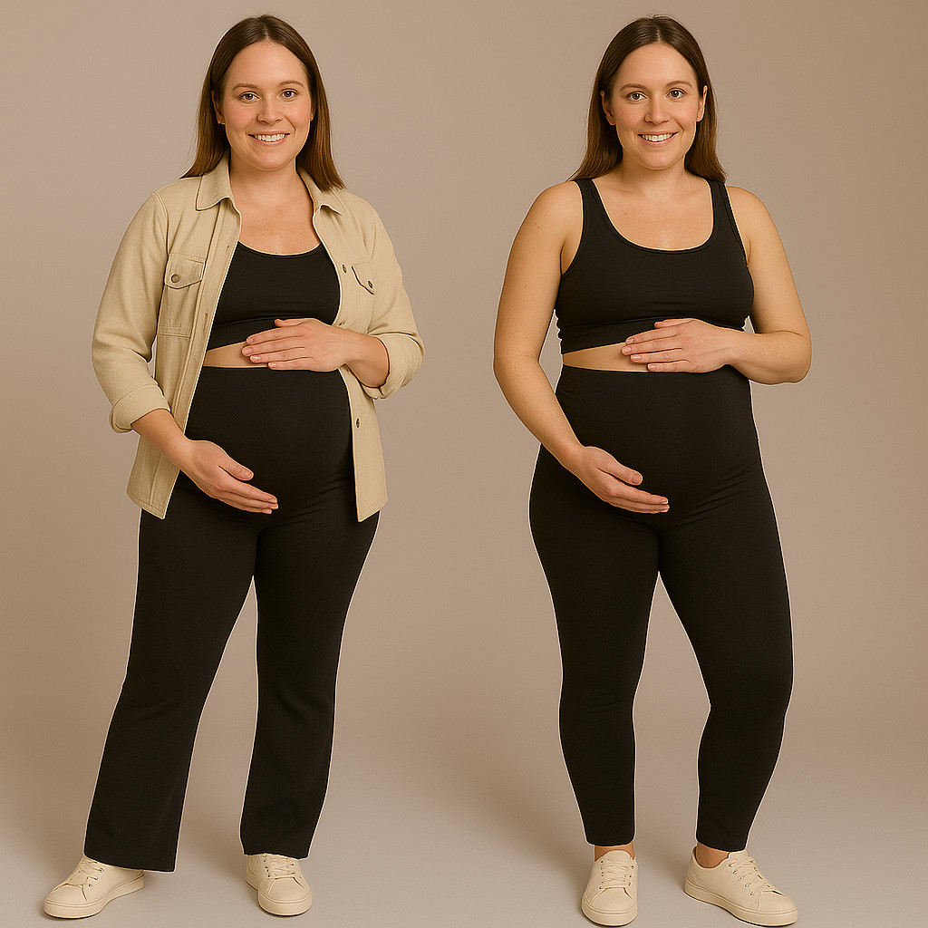 Kit 1 Legging Gestante E 1 Legging Gestante Flare Grávida