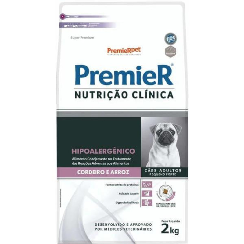 Ração Premier Nutrição Clínica Hipoalergênica para Cães Adultos de Raças Pequenas Cordeiro/Arroz