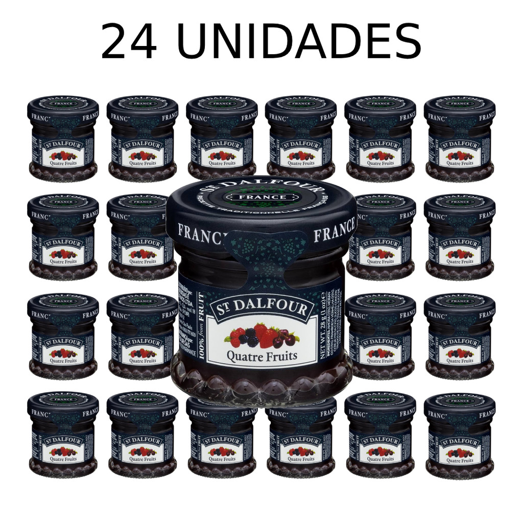 Kit 24 Geleias Mini St Dalfour quatro Frutas 28g em Oferta na Shopee