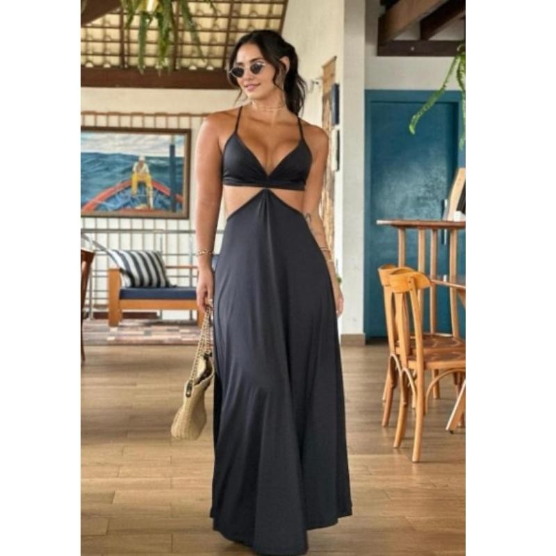 Vestido Aberto Costas Longo: Onde Comprar | BuscaProdutos