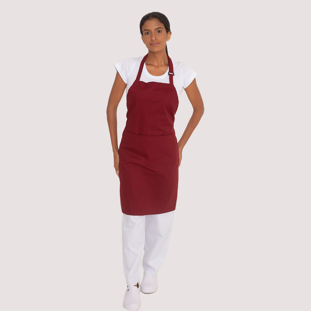 Avental Vinho Bordô Brim Cozinha Chef Bar Café Atendente Padaria Confeitaria Balcão Equipe Buffet