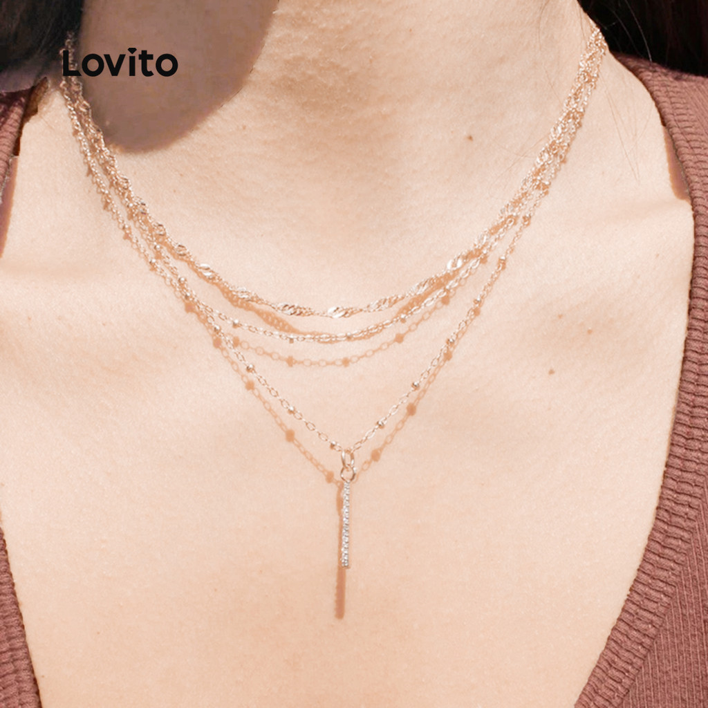 Lovito Colares de Metal Casuais LFA96323 em Oferta na Shopee