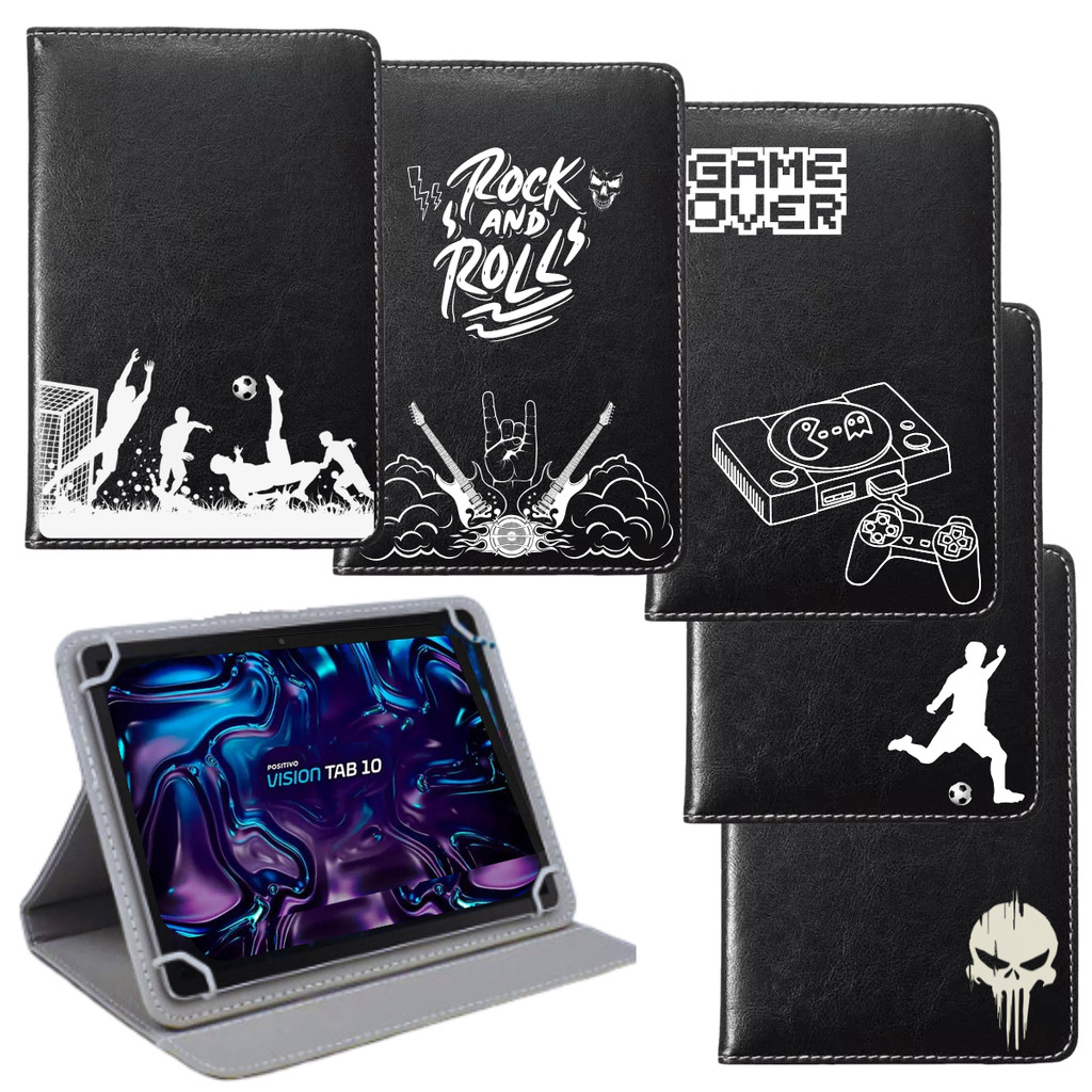 Capa Giratória Para Tablet Positivo Vision Tab 10 M10 Polegadas Estampada Futebol Rock