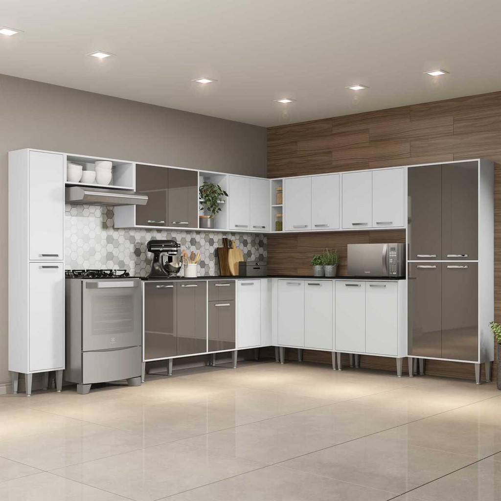 Armário de Cozinha Compacta Completa FL3285 Multimóveis em Oferta na Shopee