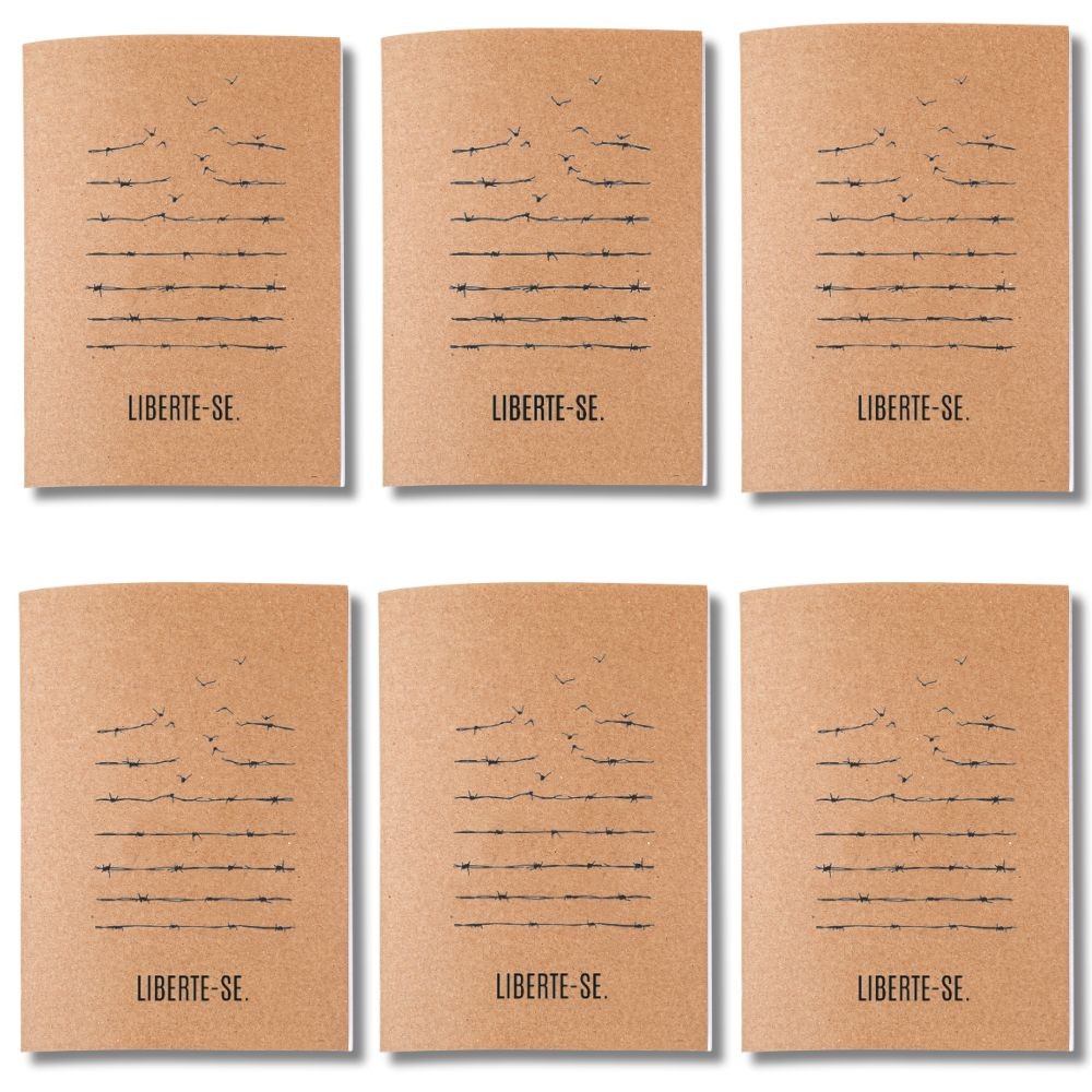 Kit 6x Cadernetas Liberte-se Capa Kraft Flexível 40 Pag A5