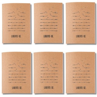 Kit 6x Cadernetas Liberte-se Capa Kraft Flexível 40 Pag A5