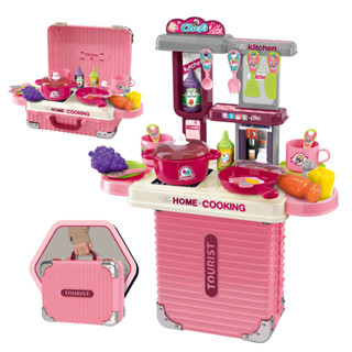 Cozinha Infantil Bancada 3 em 1 Maleta C/31 Peças Maxi Toys em Oferta na Shopee