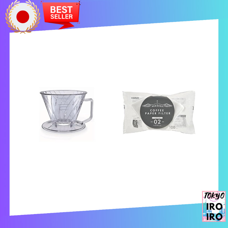 【Compra em conjunto】HARIO Dripper Pegasus 02 Clear para 2 a 4 xícaras Café Hario Drip Made in Japan PED-02-T + Filtro