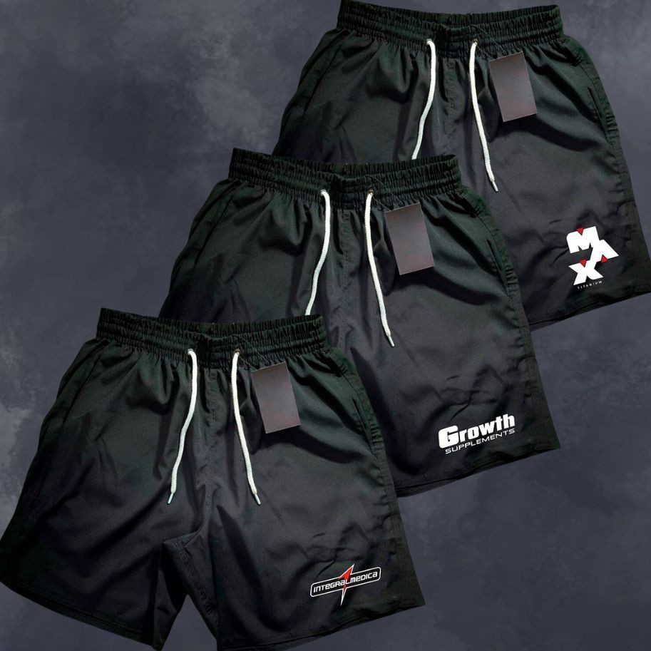 3 Shorts Tactel Bermuda Masculina Mauricinho Kit MIX Tactel, Ideal Para Treinos, Academia, Corrida