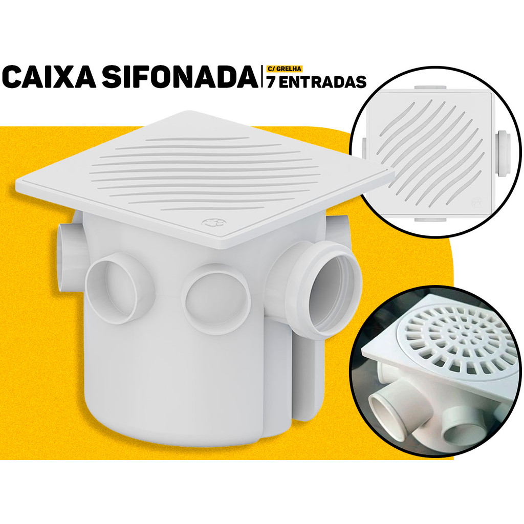 Caixa Sifonada Montada 150x150x50mm 7 Entrada Tigre C/ Porta Grelha Quadrada P/ Construção Manutenção Drenagem	 em Oferta na Shopee