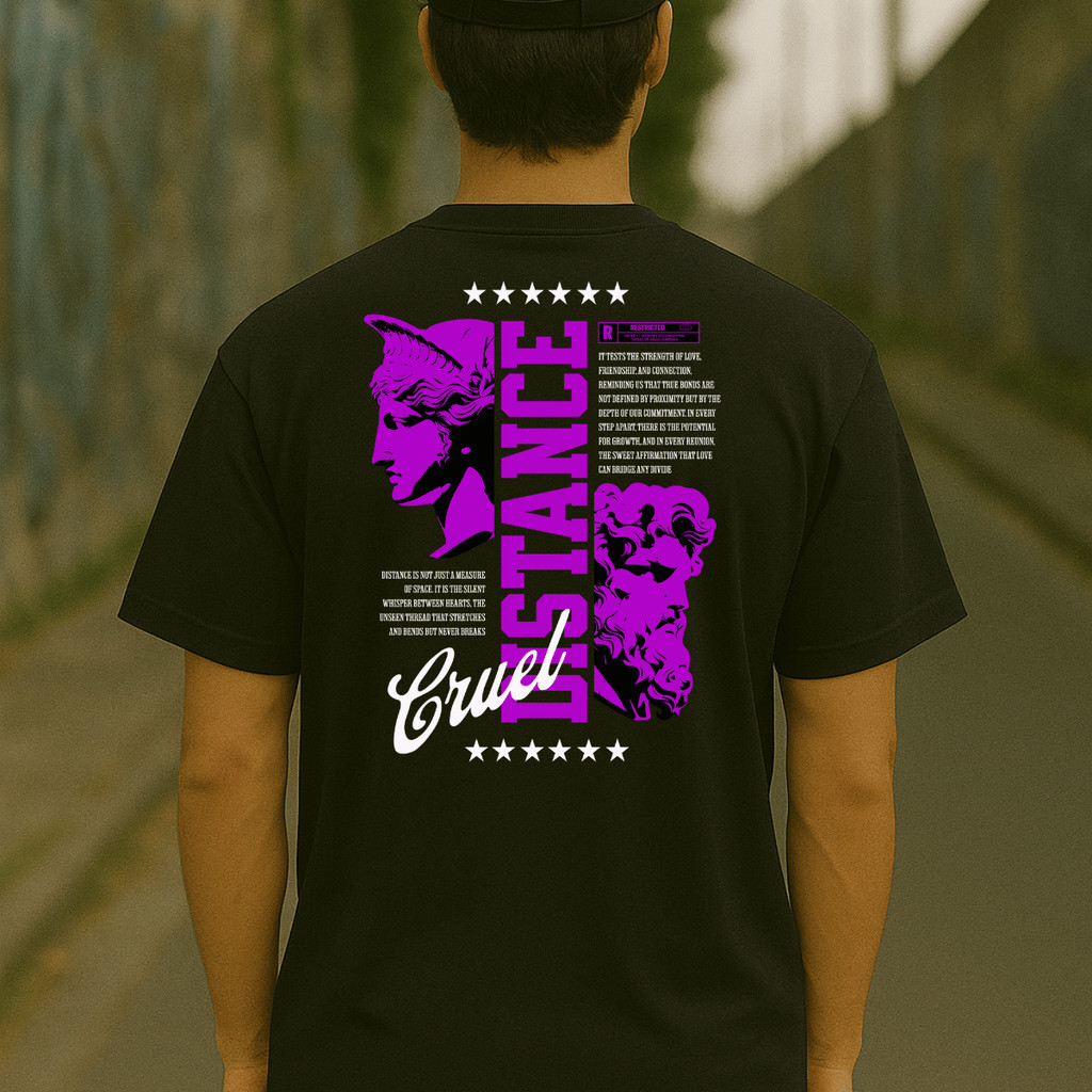 Camisa Distance Feminina Algodão Premium Básica Oversized Estilo Streetwear Blogueira Moda Casual Tendência Verão