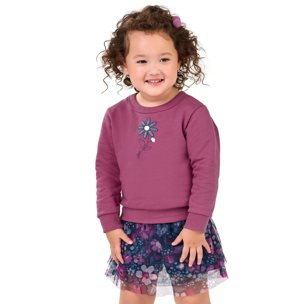 Conjunto Infantil Menina Moletom e Saia Tule Floral Elian Roxo
