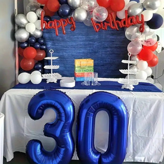 Kit 2 Uni - Balão Metalizado Número Grande 32 Pol 70CM Balões Bexiga Aniversário Festas Azul em Oferta na Shopee