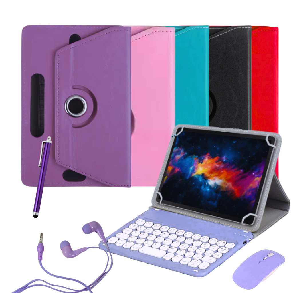 Capa Giratória Para Tablet Positivo Vision Tab 10 + Teclado Touchpad + Fone + Caneta