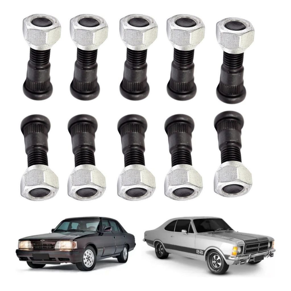 Kit 10 Prisioneiro Parafuso C/porca Roda Dianteira E Traseira Opala Blazer S10 D20 C14 Chevette