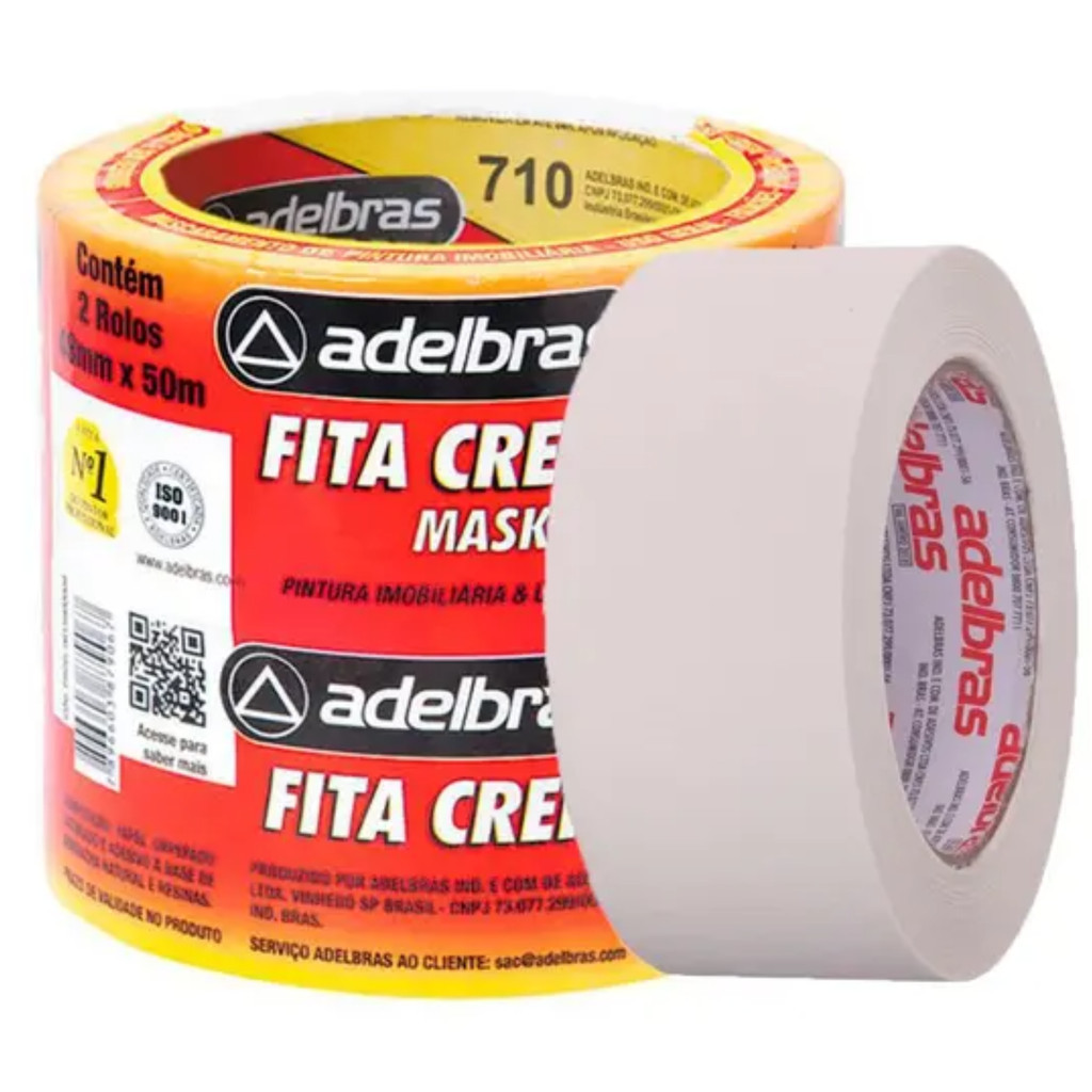 2 Fitas Crepe Mask 710 48mmX50m Adelbras Pintura Imobiliária E Uso Geral em Oferta na Shopee