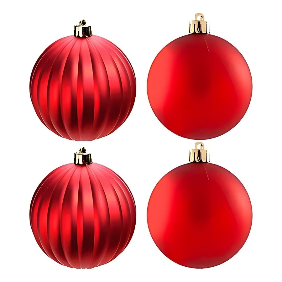 Bola de Natal - Vermelha - Matte e Gomo - 8cm - 4 unidades - Cromus - Rizzo