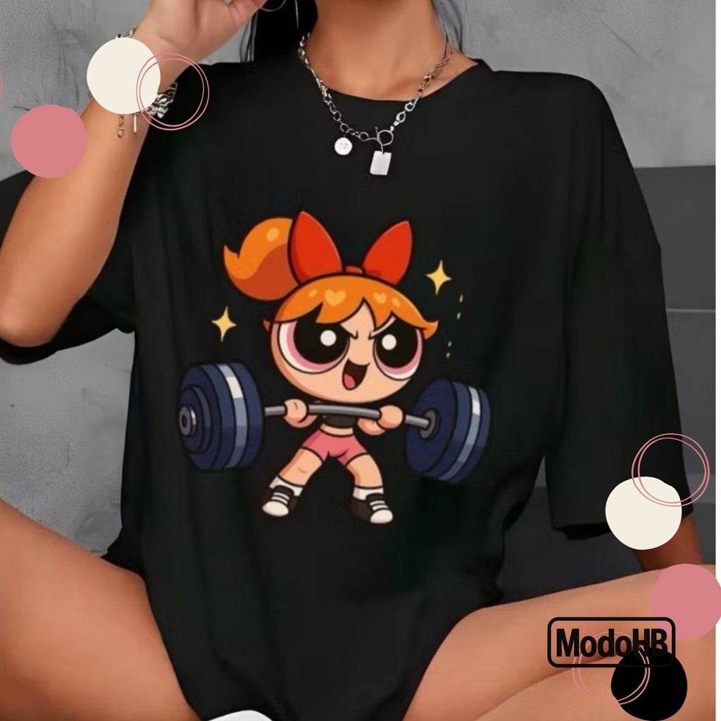 Camiseta Academia Meninas Super Poderosas Treino Camisa Feminina Estampa Fitness Blusão Streetwear