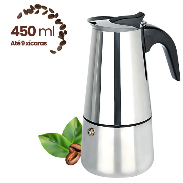 Imagem Cafeteira Italiana Aço Inox 4/6/9/  Xícaras Café Expresso