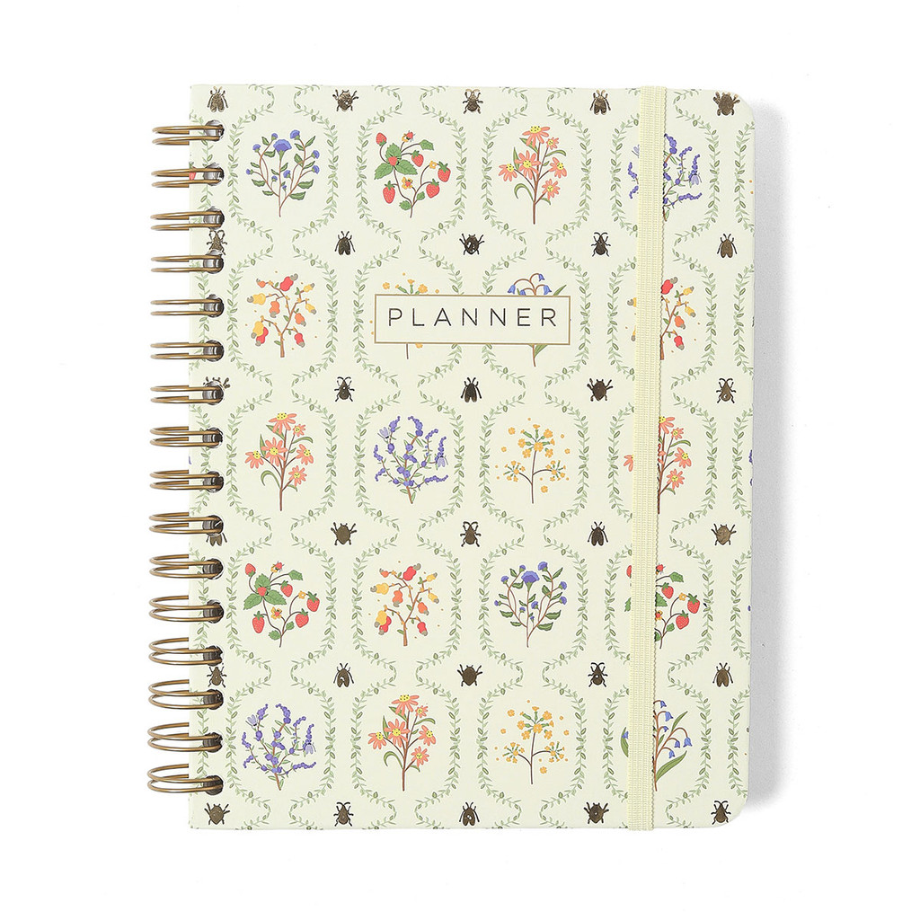Planner espiral permanente A5 notas semanal Jardim Off White 2026 Cicero em Oferta na Shopee