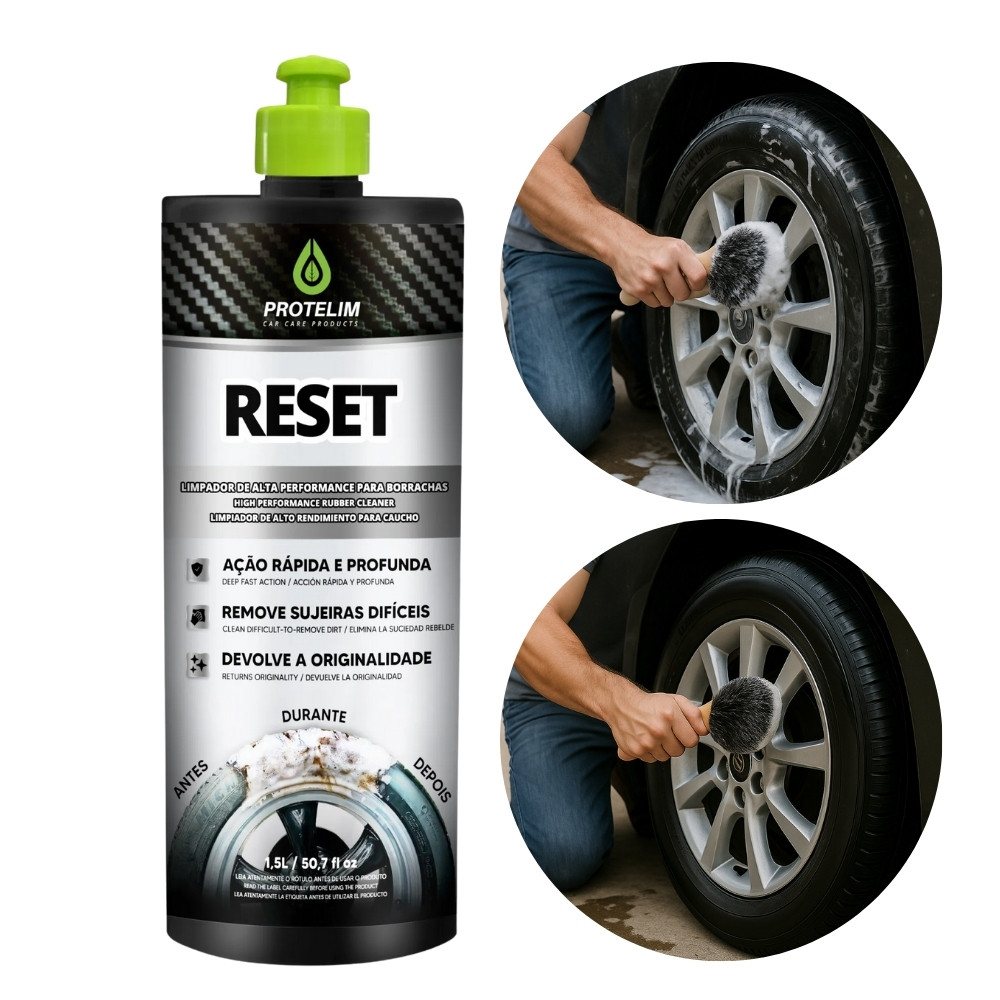 Reset 1,5l Limpa Pneu Borracha Plástico Automotivo Protelim