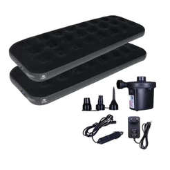 Kit 2 Colchões Inflável Solteiro Deluxe Preto + Bomba de Ar Elétrica Bom-8911