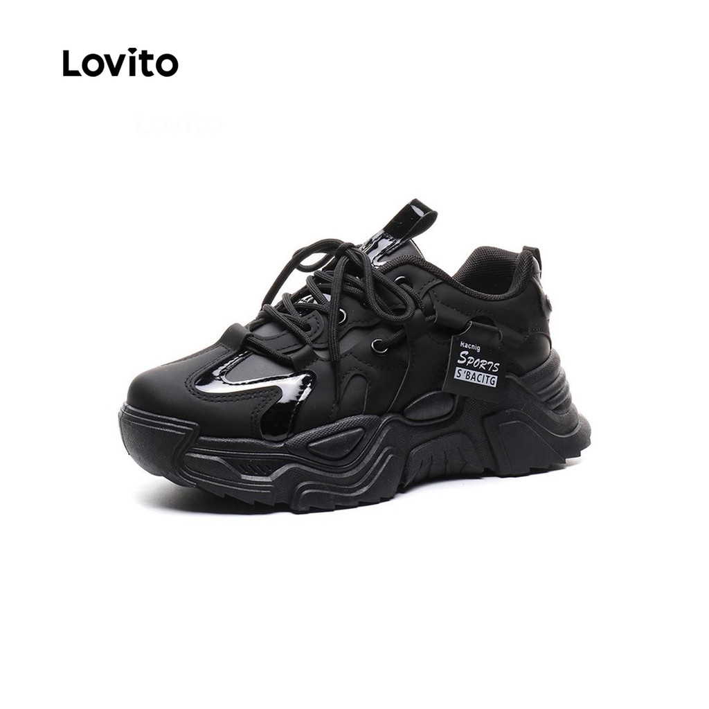 Lovito Malha respirável lisa esportiva aumenta a altura versão coreana tênis de corrida versátil para mulheres LFA75064 em Oferta na Shopee