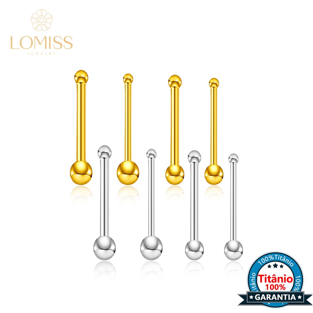 Piercing Nostril Reto Titânio Pvd Bolinha | Piercing de Nariz Dourado Ponto de Luz em Oferta na Shopee