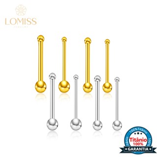 Piercing Nostril Reto Titânio Pvd Bolinha | Piercing de Nariz Dourado Ponto de Luz em Oferta na Shopee
