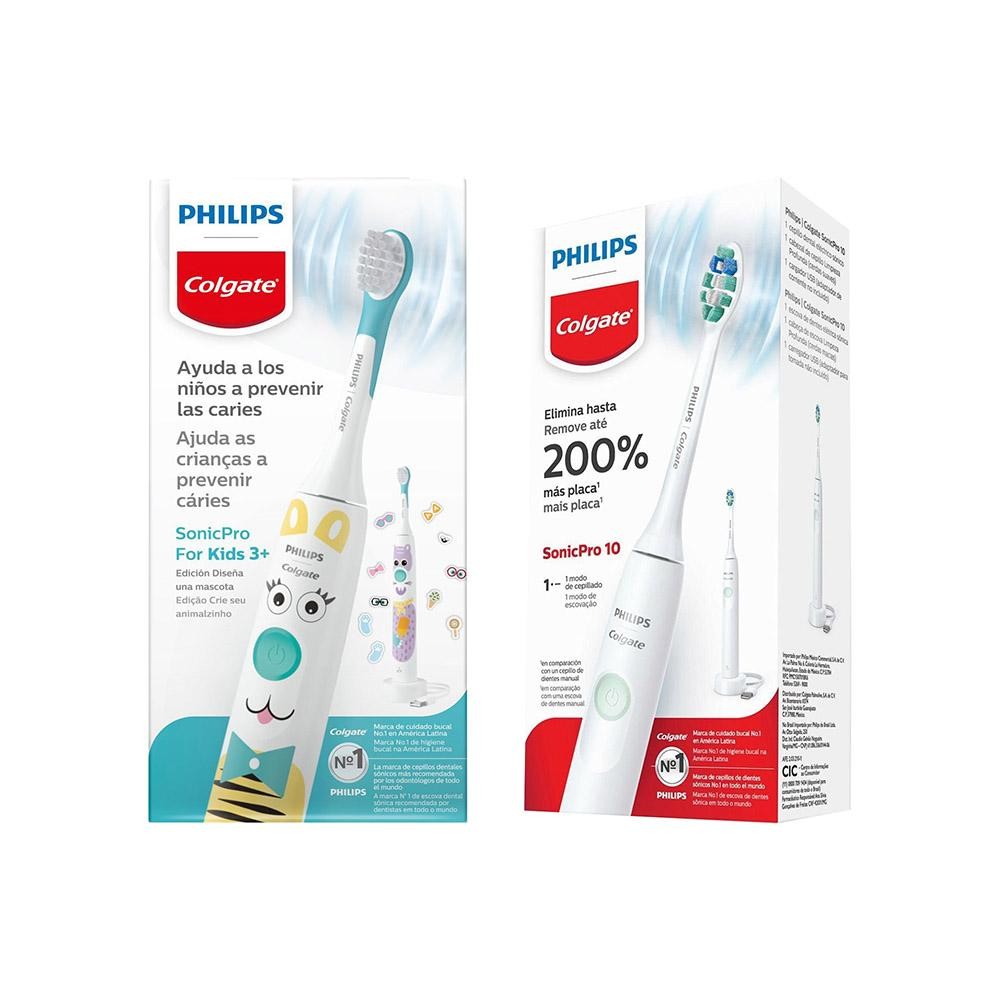 Kit Escova de Dente Elétrica Philips Colgate Sonicpro 10 KIds + SonicPro 10 em Oferta na Shopee