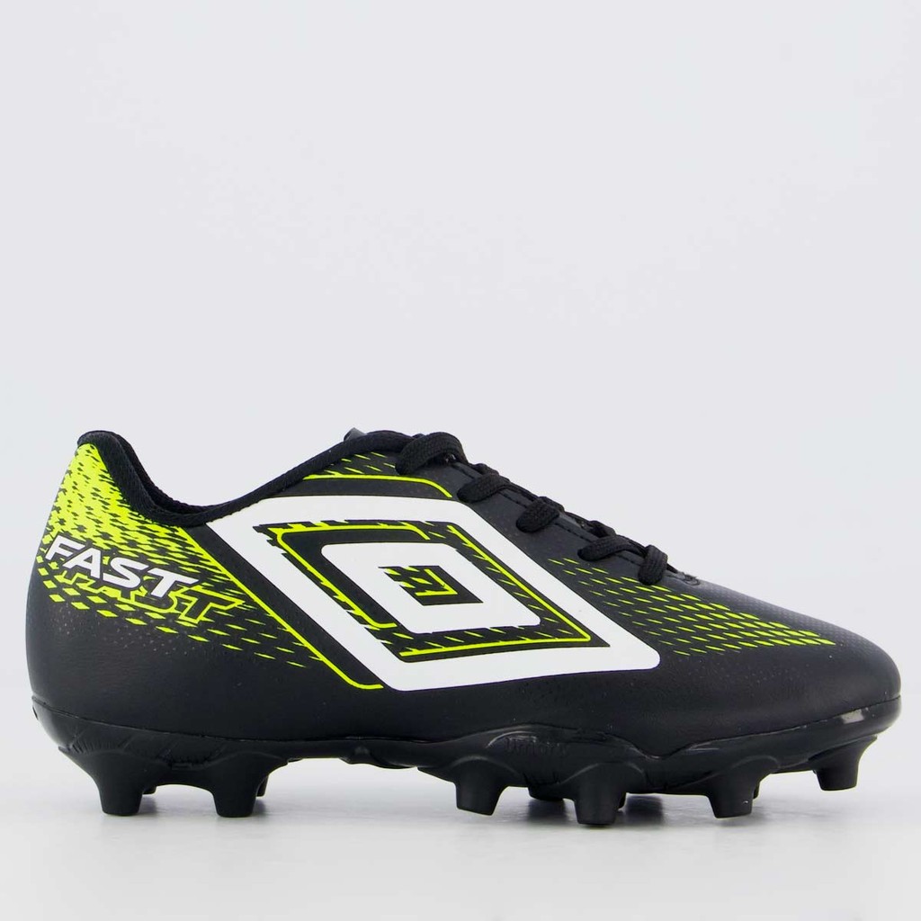 Chuteira Umbro Fast II Campo Juvenil Preta e Verde em Oferta na Shopee