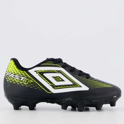 Chuteira Umbro Fast II Campo Juvenil Preta e Verde