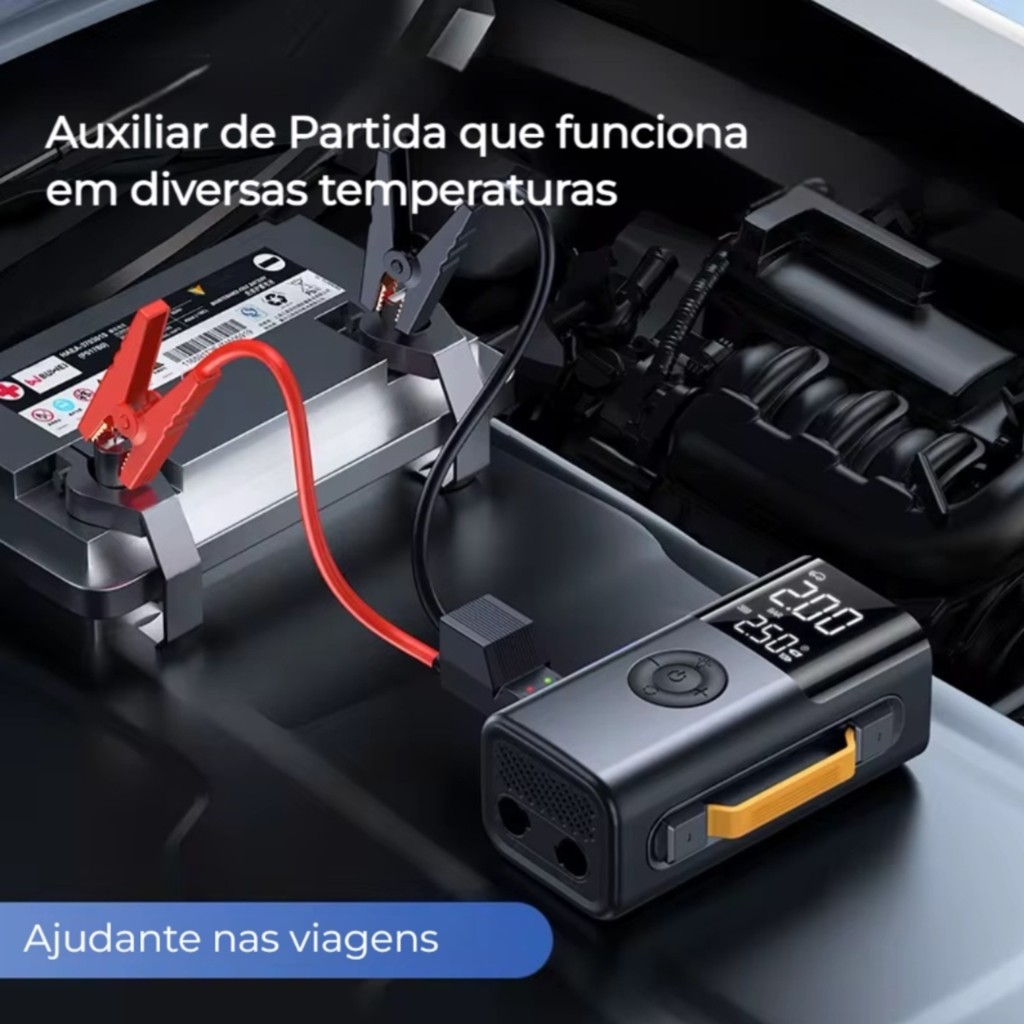 Bomba de Ar Digital Portátil Auxiliar de Partida Modo Sucção Power Bank Lanterna Recarregável It Blue · foto 2