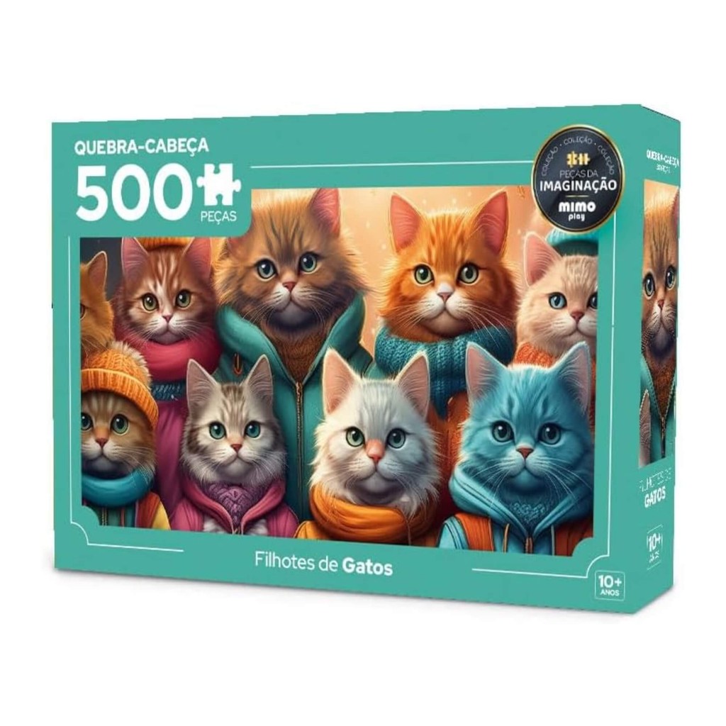 Quebra-Cabeça Puzzle Peças da Imaginação Gatos 500 peças Mimo Toys - 2632 em Oferta na Shopee