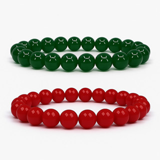 Kit Pulseiras Jade Verde e Vermelha 8mm Pedra Natural Unisex em Oferta na Shopee