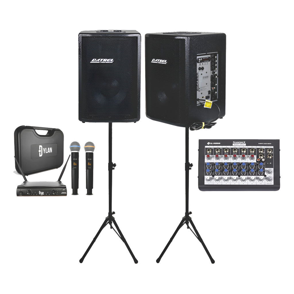 Kit Ativa Passiva Datrel 10 Pedestal Mesa 8 Canal Microfones Preto