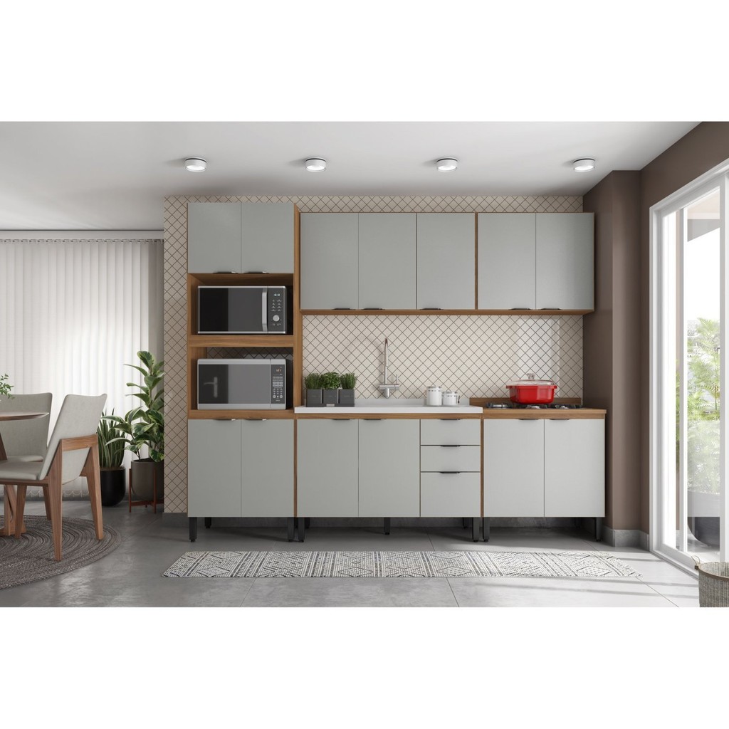 Cozinha Completa Firenze 5 Peças 14 Portas 2 Gavetas Amendola/Nude Prime Tx em Oferta na Shopee