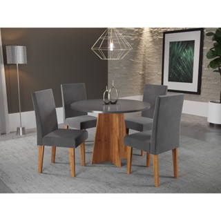 Conjunto Mesa de Jantar Redonda Spirit com 4 Cadeiras Mel/Cinza/Grafite em Oferta na Shopee