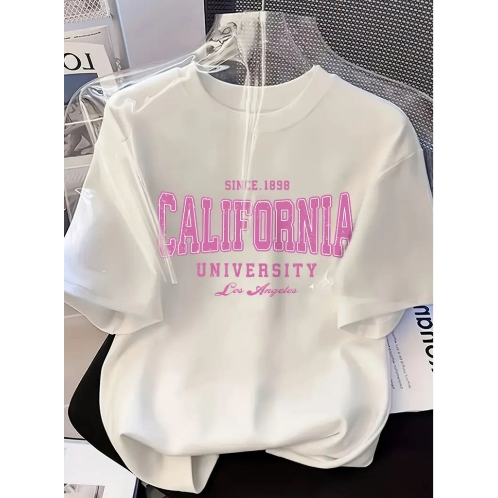 T-Shirt Feminina Branca California 1898 Estilosa e Confortável Perfeita Para o Verão