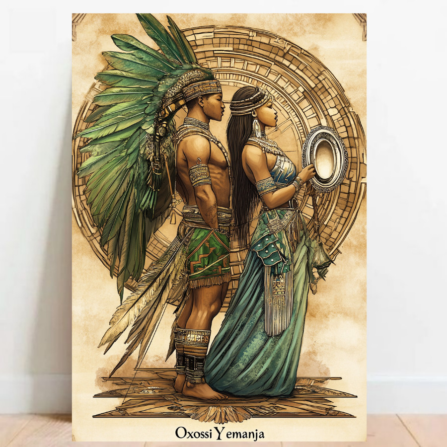 Quadro Placa decorativa Oxossi e Yemanja Orixá Umbanda Candomblé Decorativo Oxalá 01