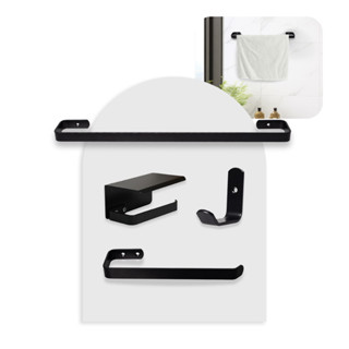 Kit Acessórios para Banheiro Preto Fosco 4 Peças em Alumínio | Moderno e Resistente em Oferta na Shopee