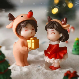 2 Pçs/3 Casal De Natal Em Miniatura Decoração De Mesa Bonito Estátua Para Casa Carro Artesanato Desktop em Oferta na Shopee