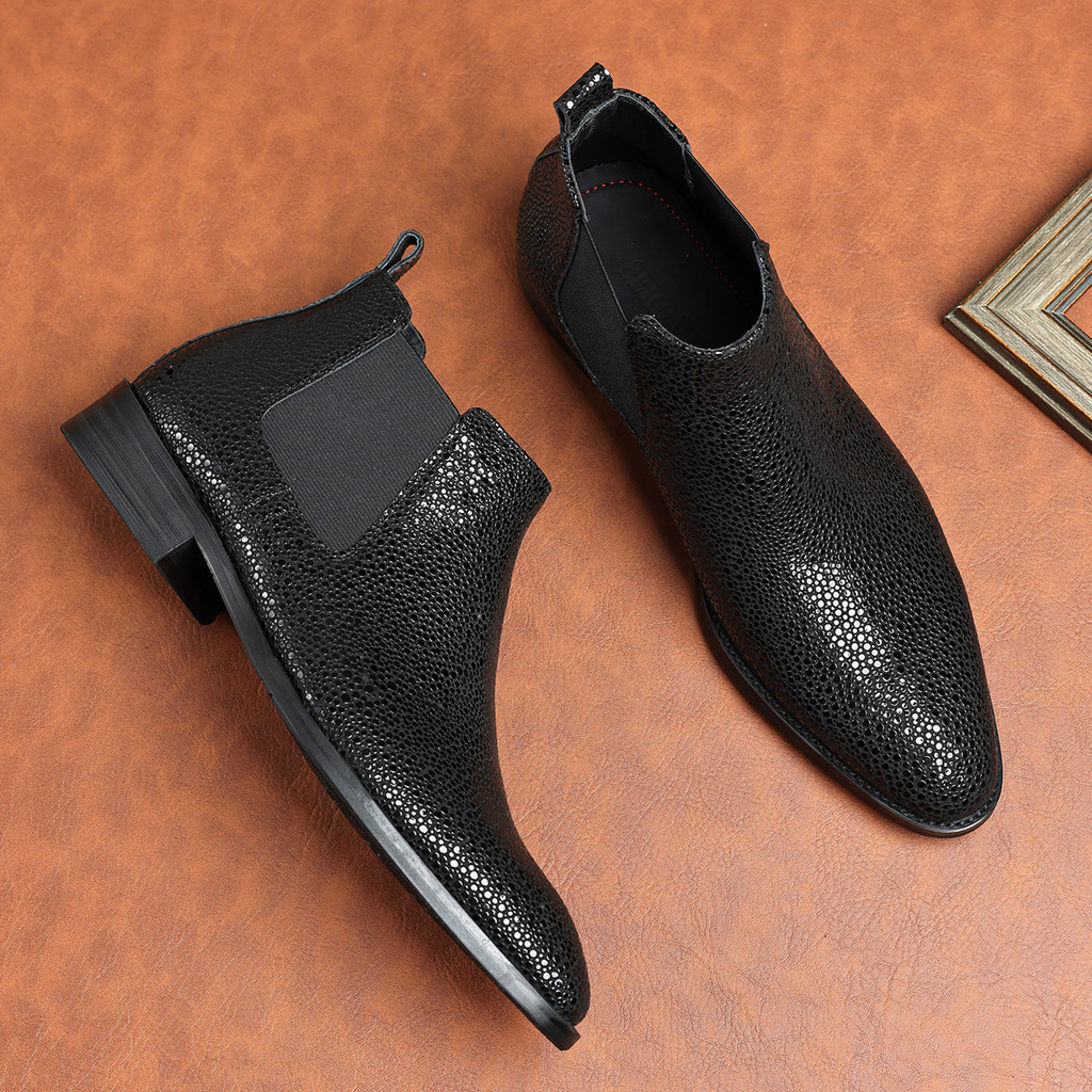 2025 novo estilo britânico Chelsea botas curtas botas de couro brilhante botas de couro genuíno masculino Martin botas d