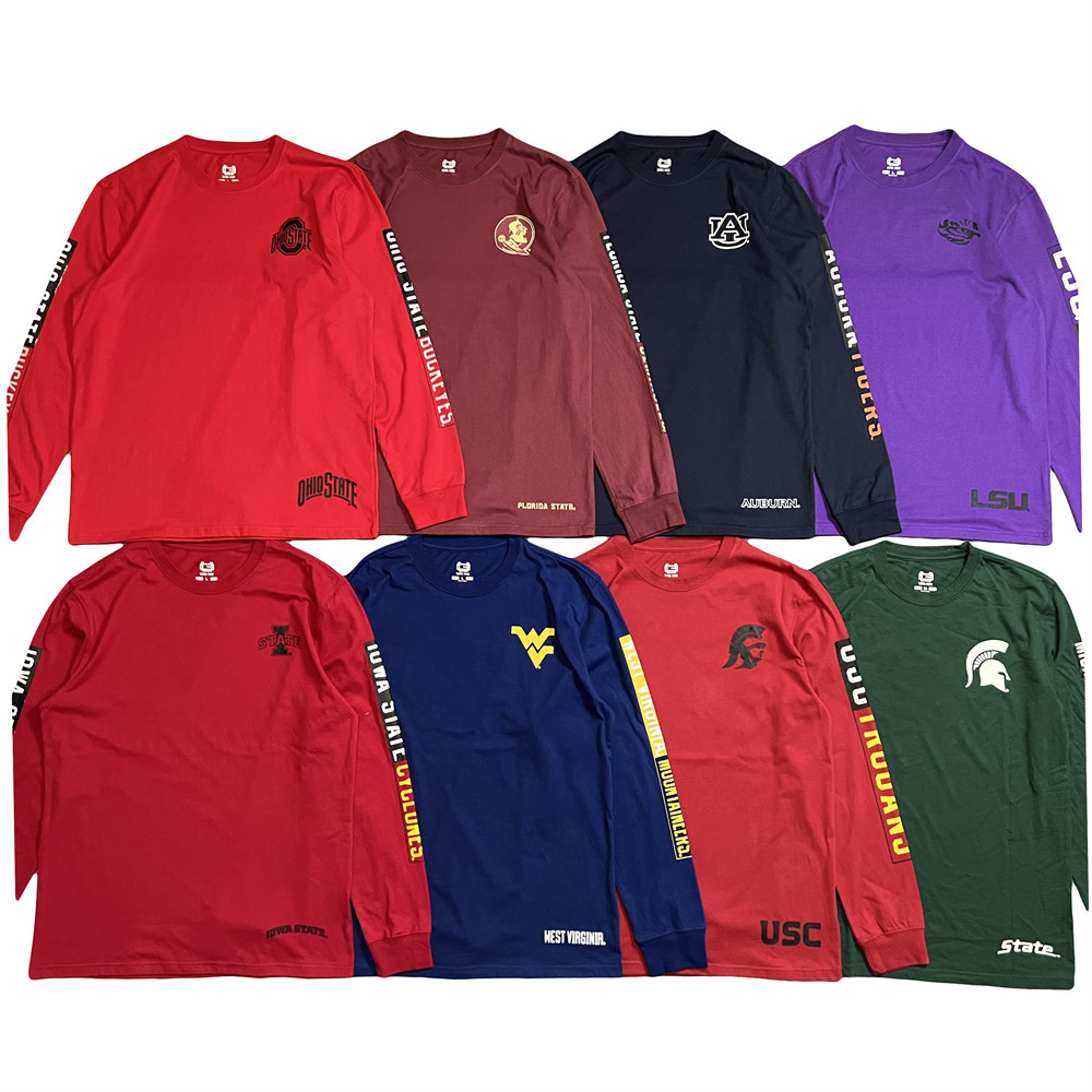 Exportado no exterior NCAA University American Retro Impresso Algodão Roupas de Aquecimento Moda Esportes Lazer Fitness